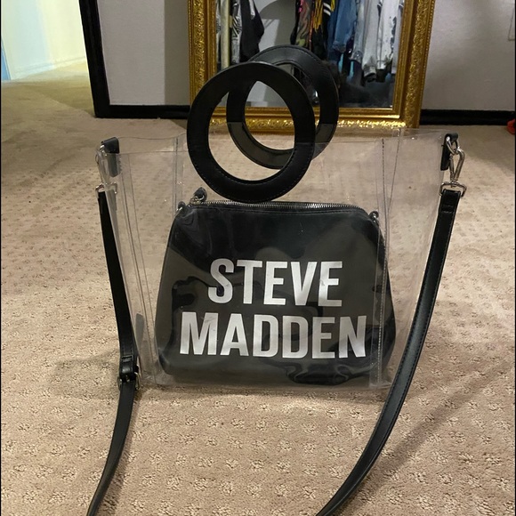 steve madden clear bucket bag